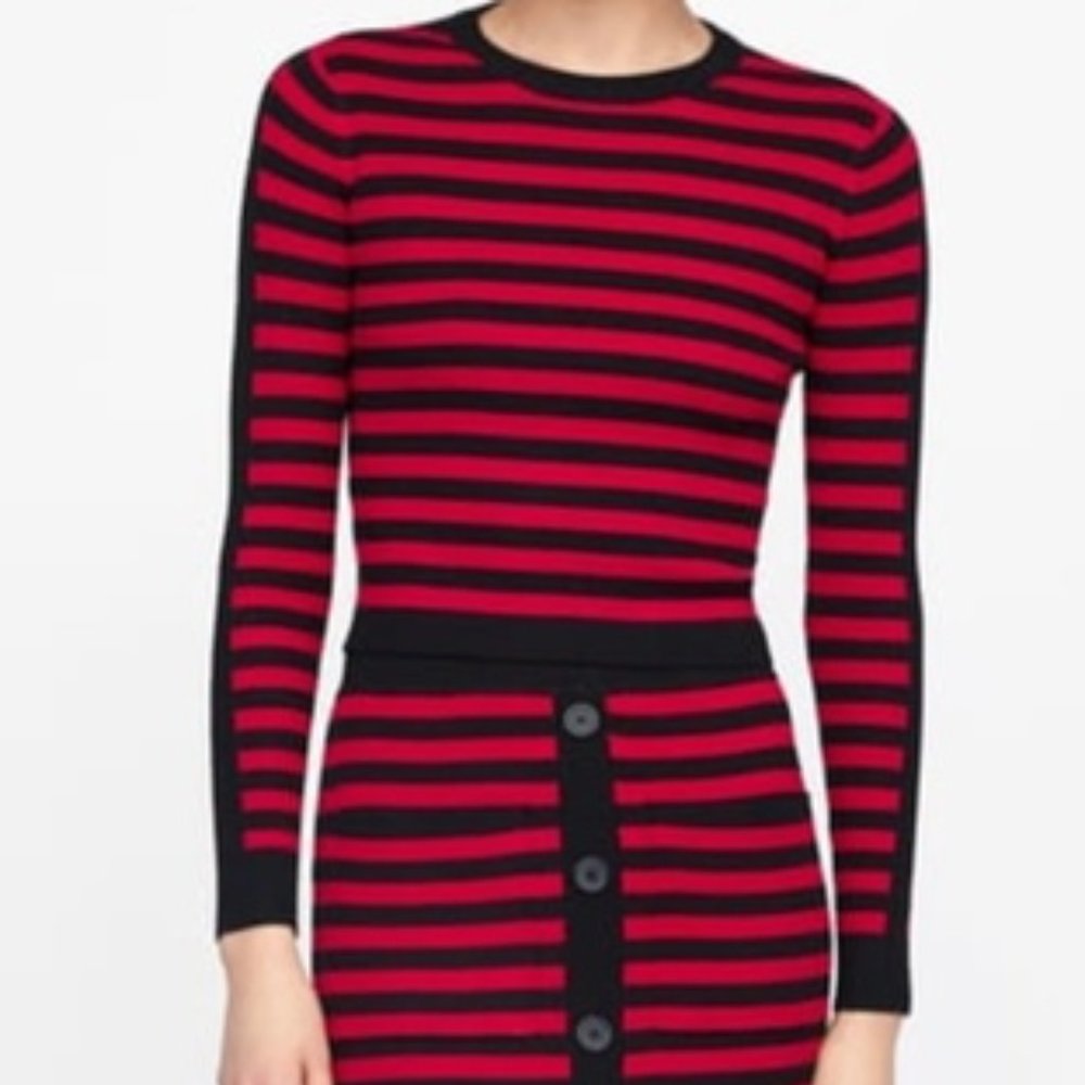 NWT Zara Size M Striped Striped Sweater And Skirt - Picture 4 of 5